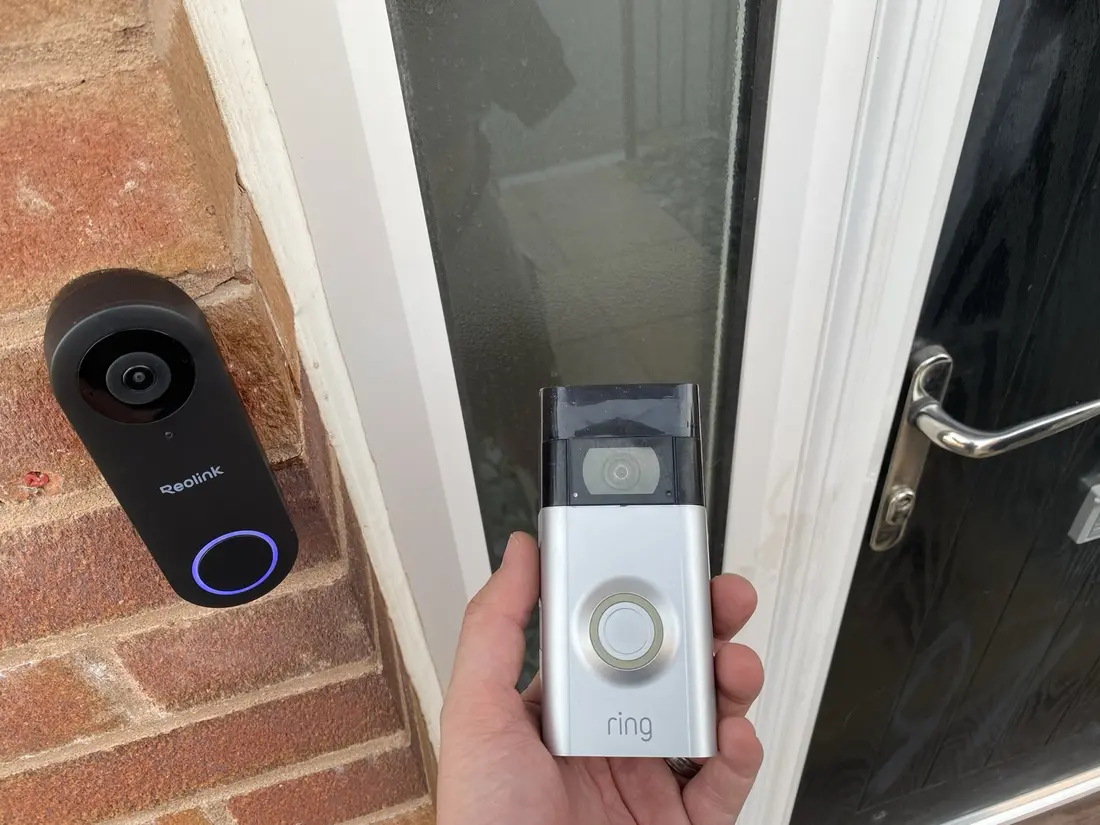 A Reolink video doorbell replacing an older Ring doorbell